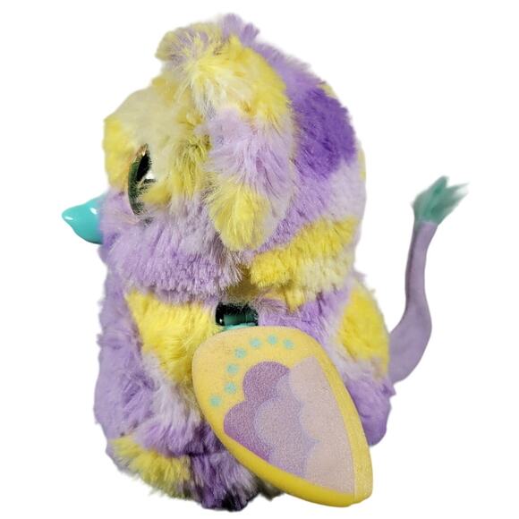 Hatchimals Interactive Plush Toy, Purple Yellow, Eyes Light Up, Works, 7" - Picture 7 of 14